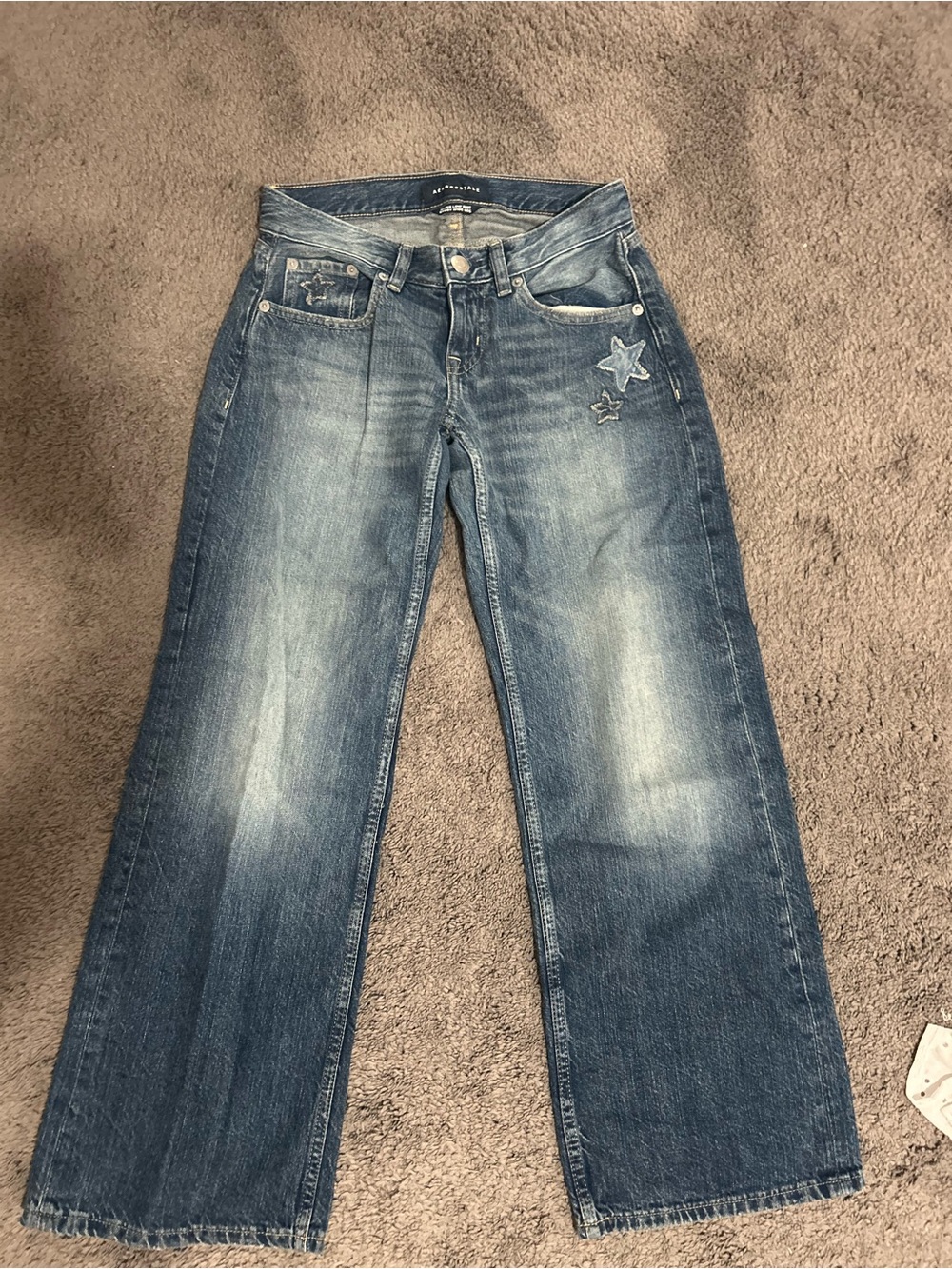 Aeropostale Faded Blue Wide-Leg Jeans with Star Patch